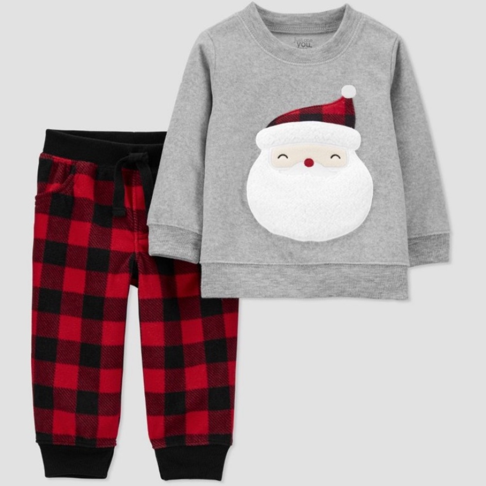 J.o.y by carters plaid Santa sweater & pants